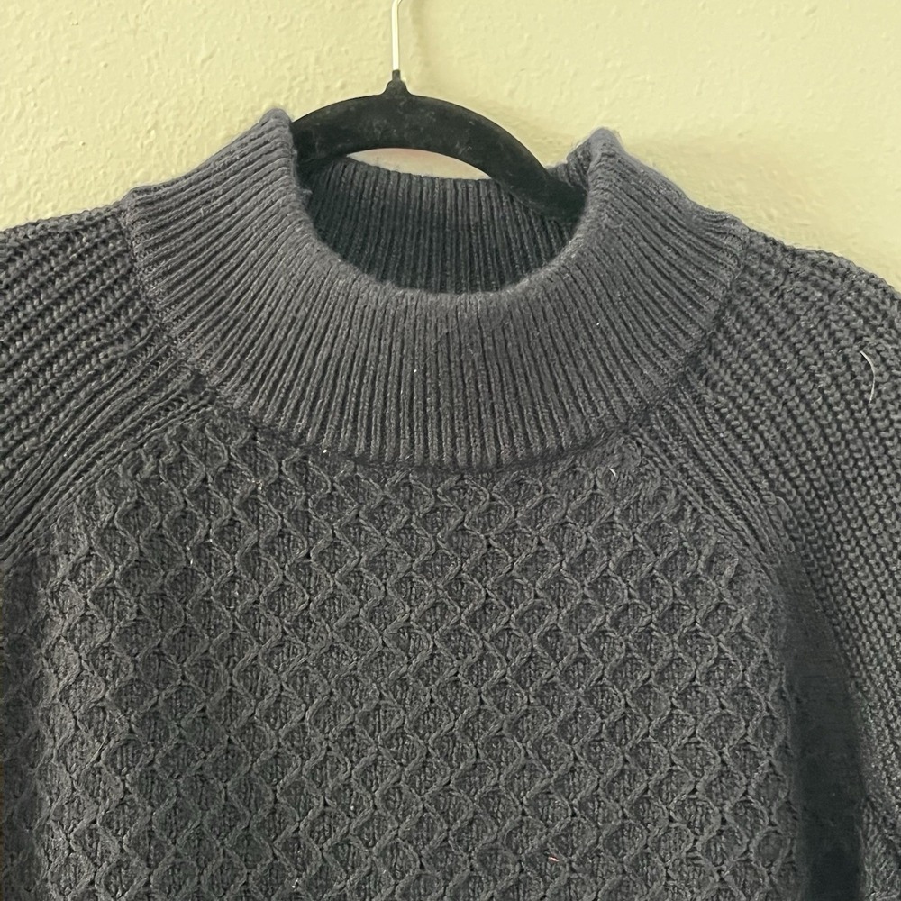 NWT Talbots Plus 1X Navy Blue Mock‎ Neck Textured Knit Sweater Pullover Classic